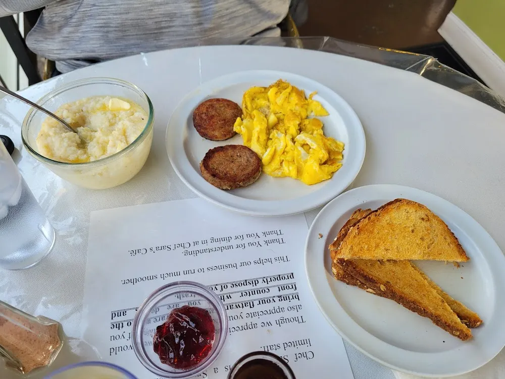Grits Eggs Chicken Sausage Toast